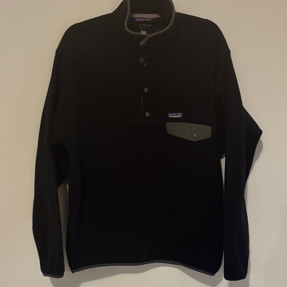 Men’s - Patagonia Synchilla Black & Gray Fleece Jacket- Large